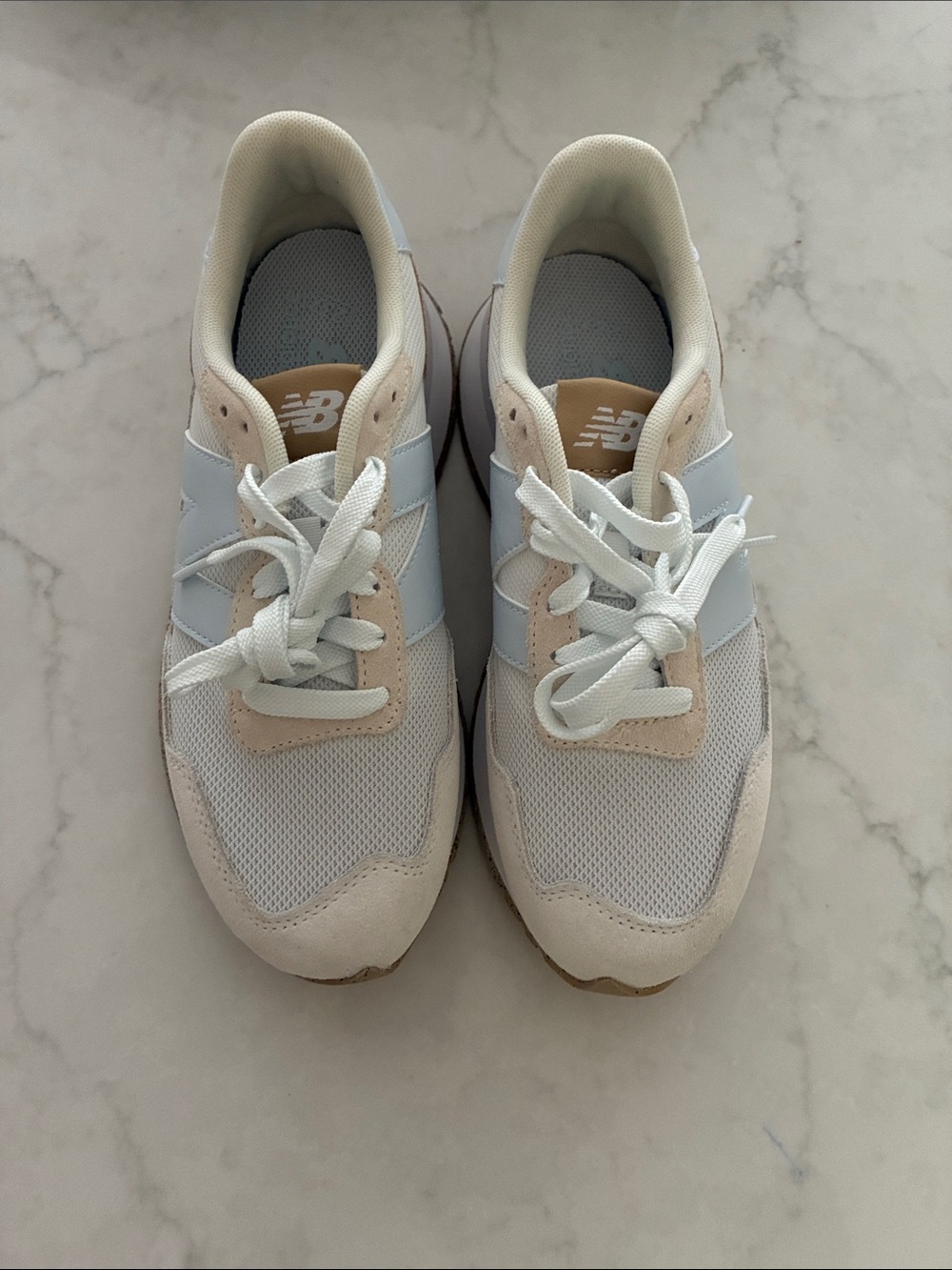 New Balance Women's White and Beige Casual Runner Sneakers